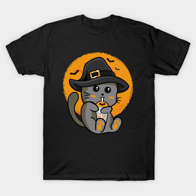 Halloween Boba Cat T-Shirt by Bruno Pires